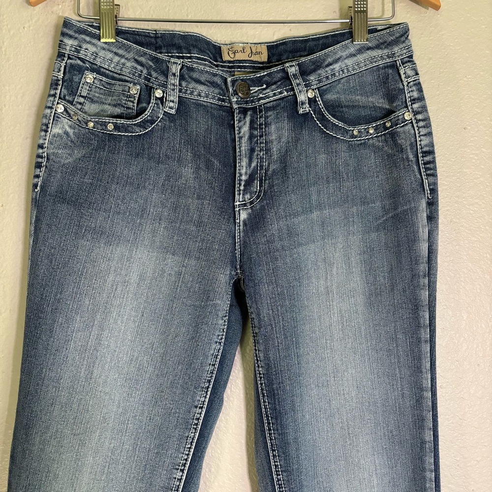 Earl Jeans Y2K faded embellished embroidered bootcut Jeans stretch Size 8 - Picture 3 of 9